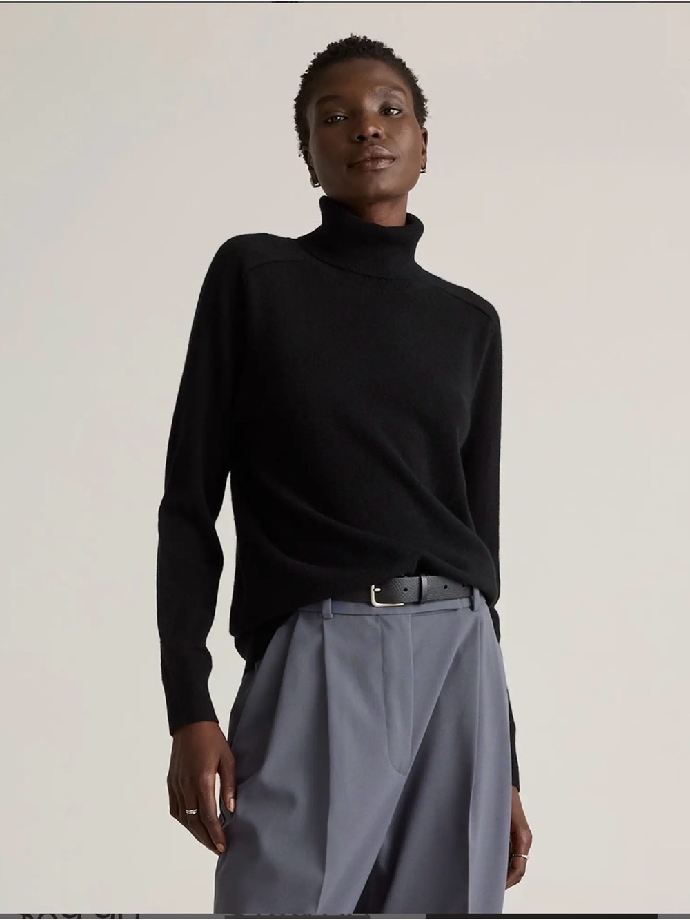 Quince Black Turtleneck Sweater